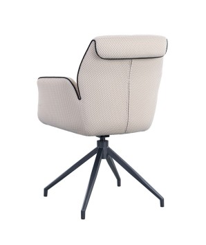 lot 2 fauteuils pivotante NINA tissu blanc ergonomique pied Etoile mid-century vue dos 3/4