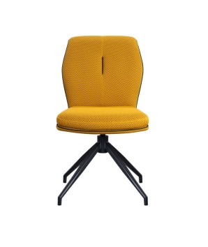 lot 2 chaises pivotante NINA tissu jaune mid-century ergonomique pied étoile