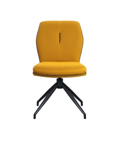 lot 2 chaises pivotante NINA tissu jaune mid-century ergonomique pied étoile