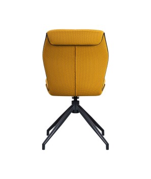 lot 2 chaises pivotante NINA tissu jaune mid-century ergonomique pied étoile vue dos