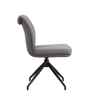 lot 2 chaises pivotante NINA tissu gris mid-century ergonomique pied étoile vue coté