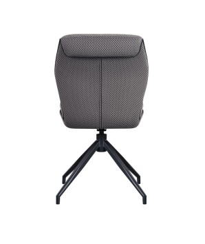 lot 2 chaises pivotante NINA tissu gris mid-century ergonomique pied étoile vue dos