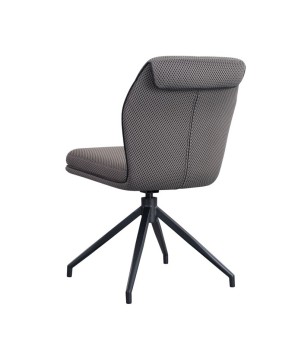 lot 2 chaises pivotante NINA tissu gris mid-century ergonomique pied étoile vue 3/4 dos