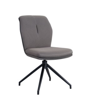 lot 2 chaises pivotante NINA tissu gris mid-century ergonomique pied étoile vue 3/4