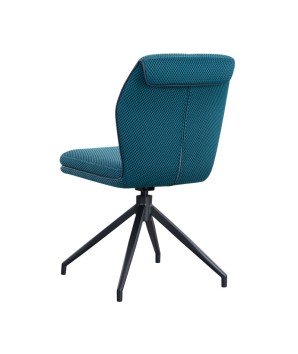 lot 2 chaises pivotante NINA tissu bleu mid-century ergonomique pied étoile vue 3/4 dos