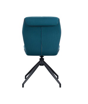 lot 2 chaises pivotante NINA tissu bleu mid-century ergonomique pied étoile vue dos