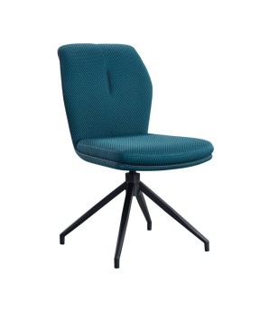 lot 2 chaises pivotante NINA tissu bleu mid-century ergonomique pied étoile vue 3/4