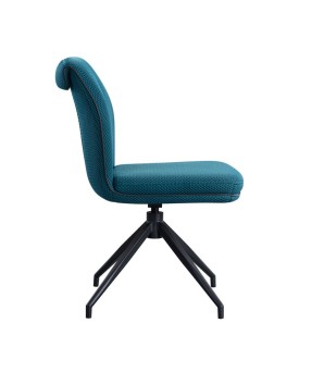 lot 2 chaises pivotante NINA tissu bleu mid-century ergonomique pied étoile vue coté