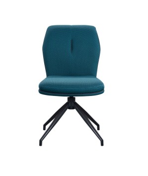 lot 2 chaises pivotante NINA tissu bleu mid-century ergonomique pied étoile