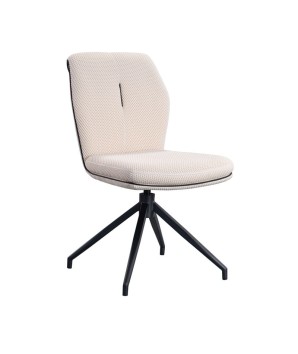 lot 2 chaises pivotante NINA tissu blanc mid-century ergonomique pied étoile vue 3/4