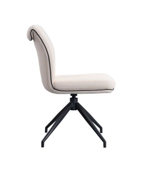 lot 2 chaises pivotante NINA tissu blanc mid-century ergonomique pied étoile vue cote