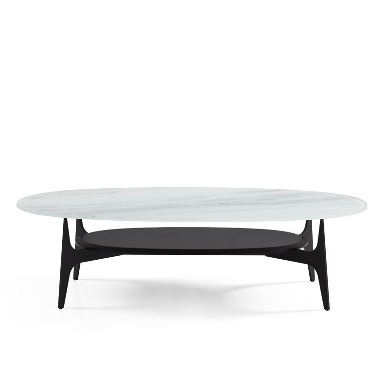 Table basse LACANAU ovale verre jade design Mid-Century Table basse LACANAU ovale verre jade design Mid-Century