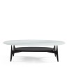 Table basse LACANAU ovale verre jade design Mid-Century Table basse LACANAU ovale verre jade design Mid-Century