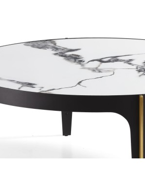 table basse ADAGGIO art déco pied bronze plateau detail céramique marbre Yunshan