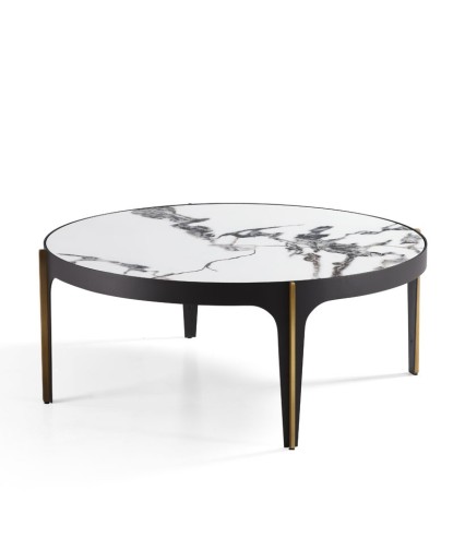 table basse ADAGGIO art déco pied bronze plateau céramique marbre Yunshan