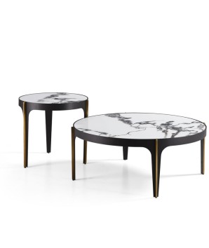 gamme table basse coin canapé ADAGGIO art déco pied bronze plateau céramique marbre Yunshan