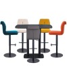 Tabouret de bar réglable rétro chic NINA tissu texturé Gris Tabouret de bar réglable rétro chic NINA tissu texturé Gris