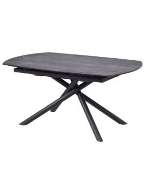 table repas GLORIA céramique shadow extensible 10 personnes pied X industriel chic fermée