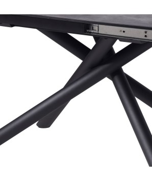 table repas GLORIA céramique shadow extensible 10 personnes détail pied X industriel chic fermée