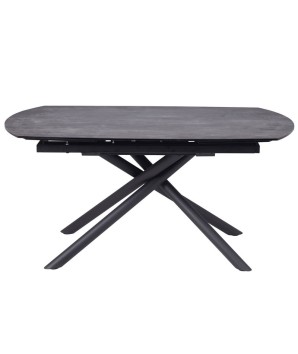 table repas GLORIA céramique shadow extensible 10 personnes pied X industriel chic fermée face