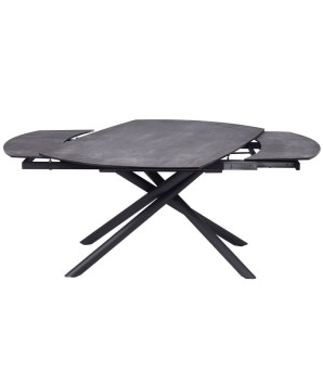 table repas GLORIA céramique shadow extensible 10 personnes pied X industriel chic systeme pivotant