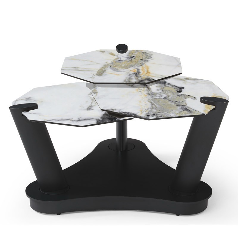 Table basse DAHLIA 3 plateaux pivotants céramique Cold Jade Table basse DAHLIA 3 plateaux pivotants céramique Cold Jade