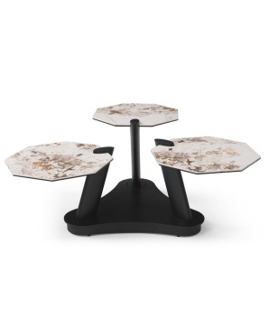 Table basse DAHLIA 3 plateaux pivotants céramique Pandora
