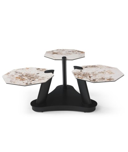 Table basse DAHLIA 3 plateaux pivotants céramique Pandora