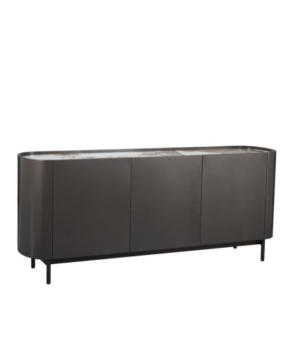 Buffet JOHANNA bronze céramique pandora minimalisme raffinement organique pied métal 3 portes 6 rangements