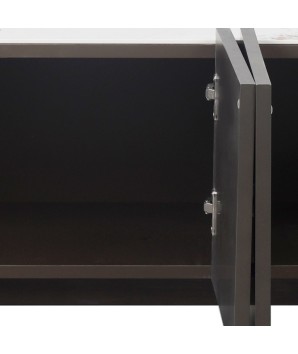 meuble tv JOHANA bronze céramique pandora minimalisme organique pied métal 4 portes vaste rangement detail charniere