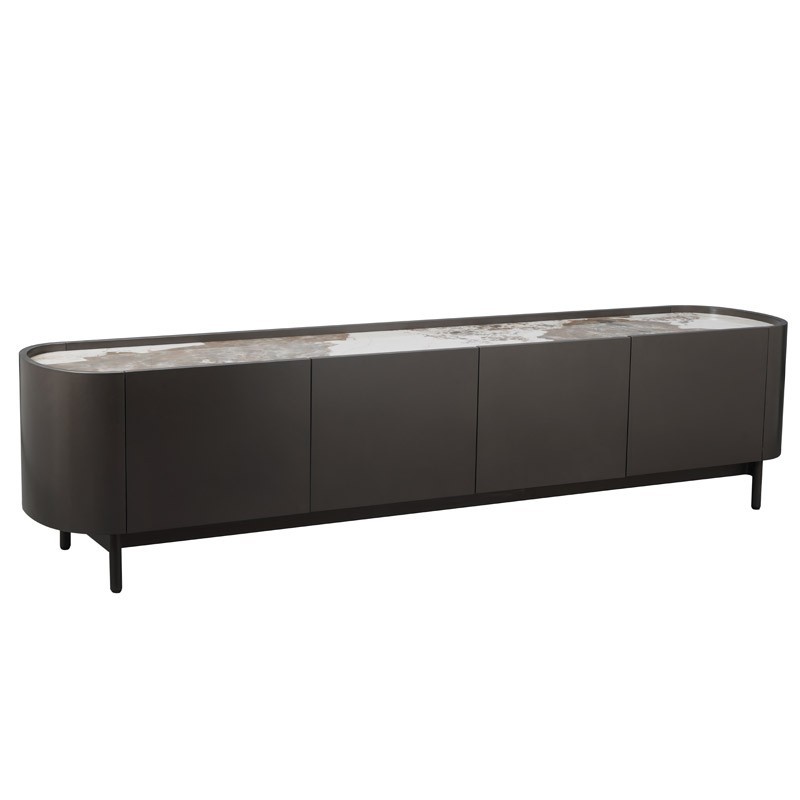 Meuble TV JOHANA bronze minimalisme raffiné Meuble TV JOHANA bronze minimalisme raffiné
