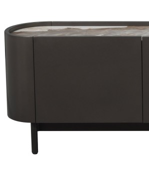 meuble tv JOHANA bronze céramique pandora minimalisme organique detail pied métal 4 portes vaste rangement