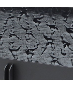 Table basse BEAULIEU ovale zoom plateau verre martelé pied métal design industriel brutaliste