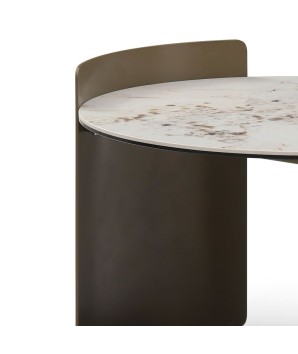 coin canapé AURORE rond detail céramique pandora art-déco revisite pied bronze incurvé