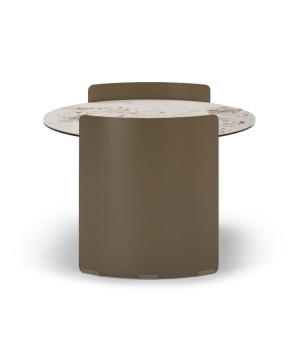 coin canapé AURORE rond céramique pandora art-déco revisite pied bronze incurvé vue coté