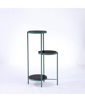 sellettes TRIS 3 plateaux verre rond minimaliste design bauhaus structure tubulaire