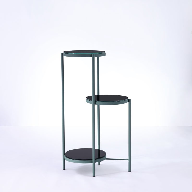 Sellettes TRIS 3 plateaux verre rond design minimaliste Sellettes TRIS 3 plateaux verre rond design minimaliste