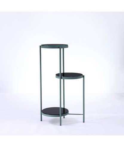 sellettes TRIS 3 plateaux verre rond minimaliste design bauhaus structure tubulaire