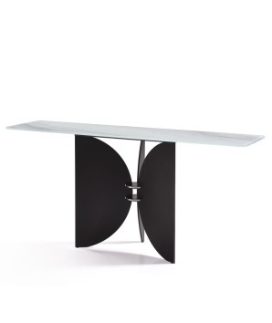 Console ZEN plateau jade minimaliste et pieds sculptural