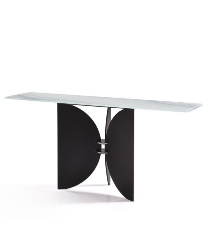 Console ZEN plateau jade minimaliste et pieds sculptural