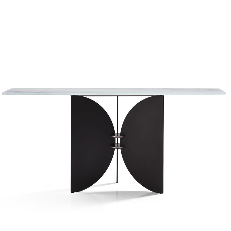 Console ZEN plateau jade minimaliste et pieds sculptural