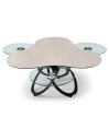 Table basse TREFLE 3 plateaux pivotants céramique Travertin Table basse TREFLE 3 plateaux pivotants céramique Travertin