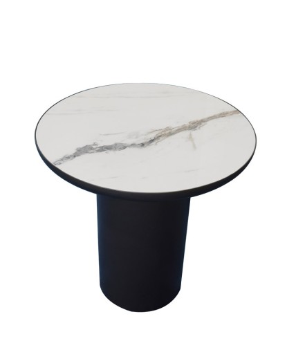 bout de canapé marbre OTELLO pied bronze cylindrique