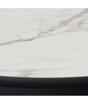 table basse OTELLO ronde plateau vue céramique golden stone minimaliste pied bronze cylindrique