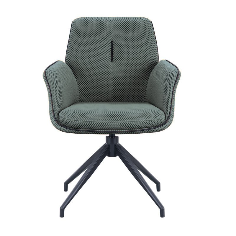 Lot de 2 fauteuils pivotants coque enveloppante NINA tissu Vert Lot de 2 fauteuils pivotants coque enveloppante NINA tissu Vert