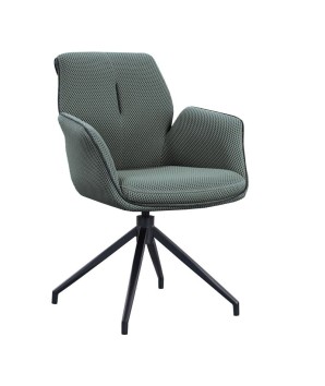 lot 2 fauteuils pivotante NINA tissu vert ergonomique pied étoilé mid-century vue 3/4