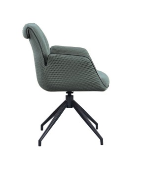 lot 2 fauteuils pivotante NINA tissu vert ergonomique pied étoilé mid-century vue coté