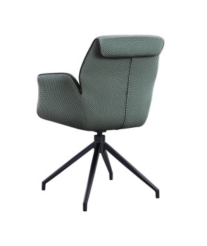 lot 2 fauteuils pivotante NINA tissu vert ergonomique pied étoilé mid-century vue 3/4 dos