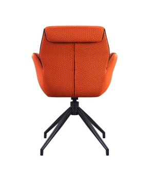 lot 2 fauteuils pivotante NINA tissu rouge ergonomique pied étoilé mid-century vue dos