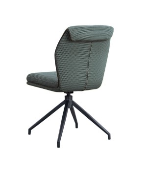 lot 2 chaises pivotantes NINA retro chic tissu texturé vert pied métal araignée vue 3/4 dos